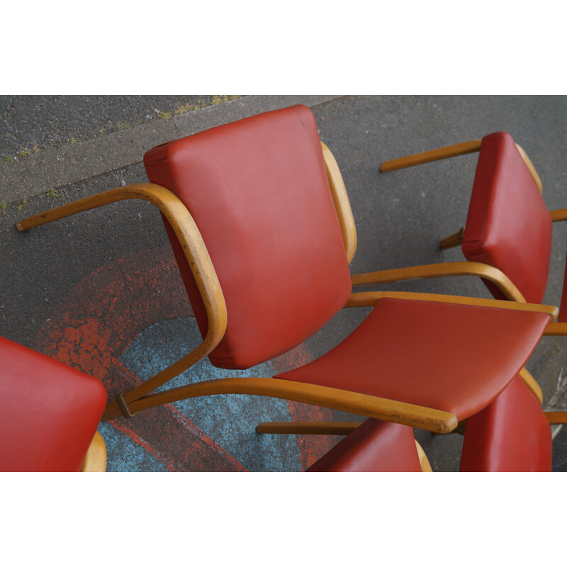 Lot de 6 chaises Bowwod vintage par Steiner, 1950