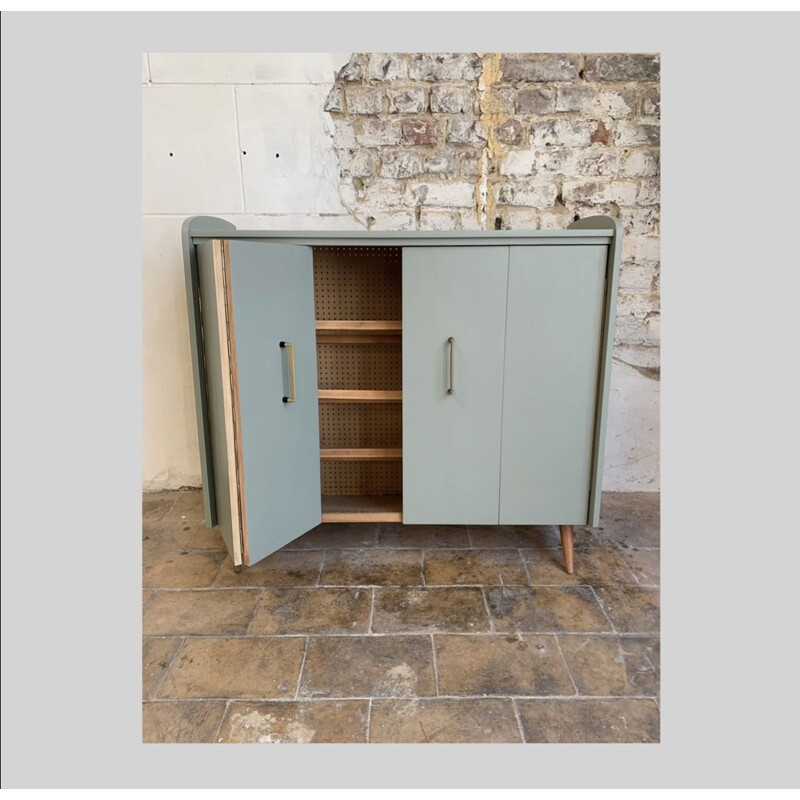 Vintage shoe cabinet in light khaki, 1950s-1960s