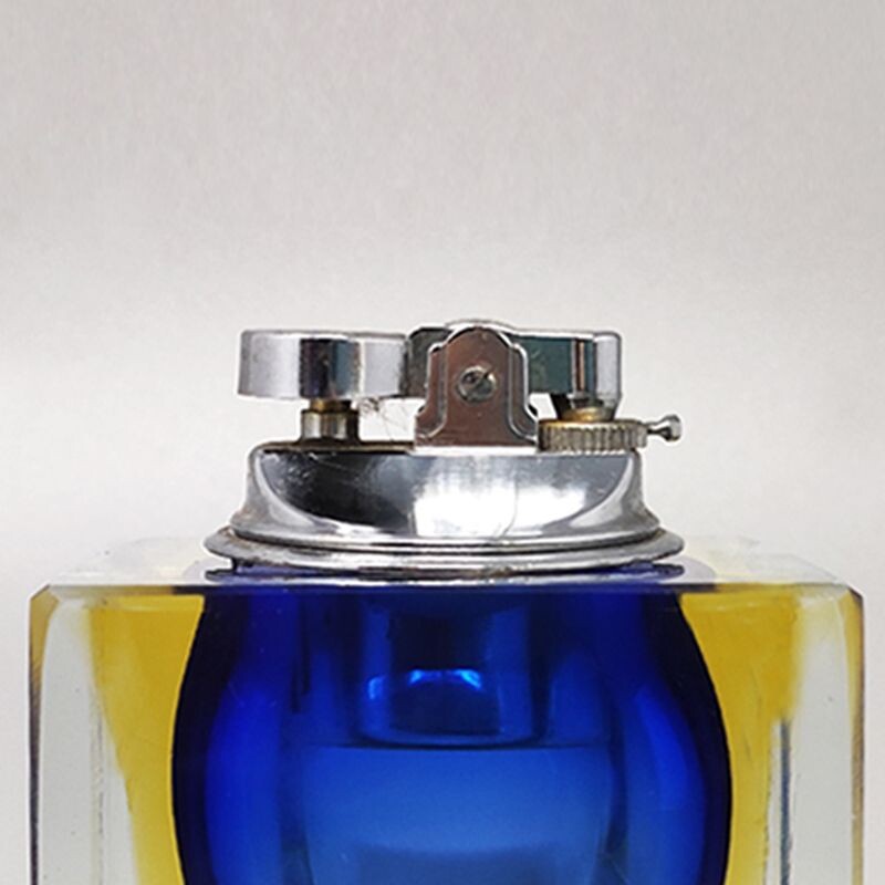 Lampe de table vintage bleue en verre Sommerso de Murano par Flavio Poli pour Seguso, Italie 1960