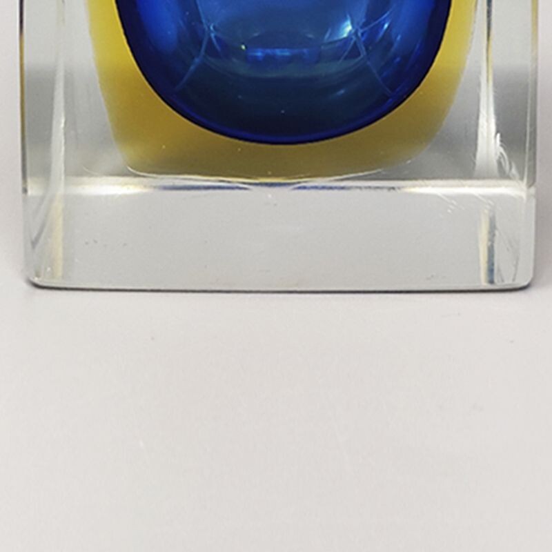 Blaue Vintage-Tischlampe aus Murano-Sommerso Glas von Flavio Poli für Seguso, Italien 1960