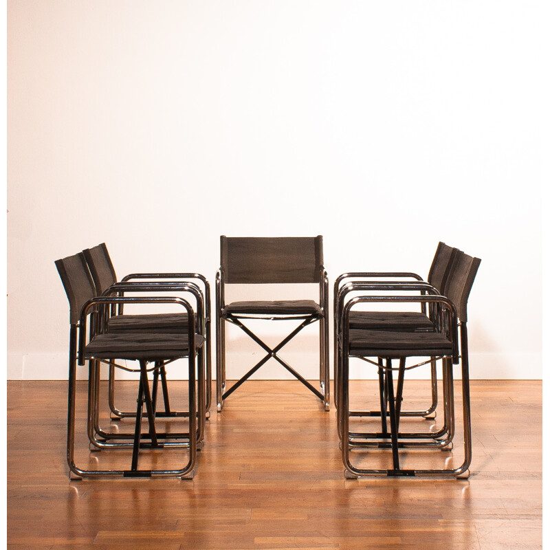 Set of 5 Swedish Lammhults folding chairs in chromed steel, Börge LINDAU & Bo LINDEKRANTZ - 1970s