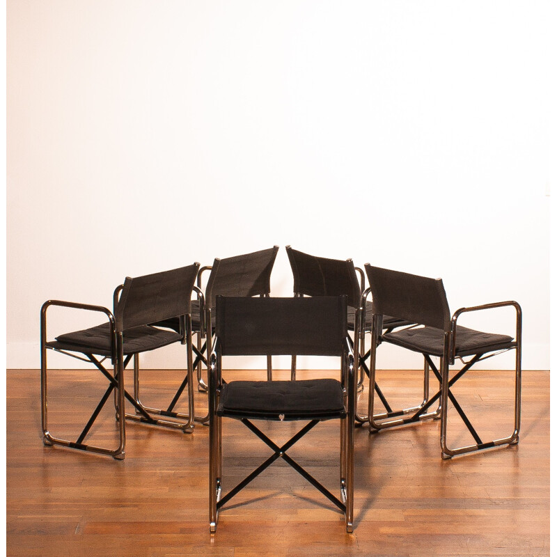 Suite de 5 chaises pliantes Lammhults en acier chromé, Börge LINDAU & Bo LINDEKRANTZ - 1970