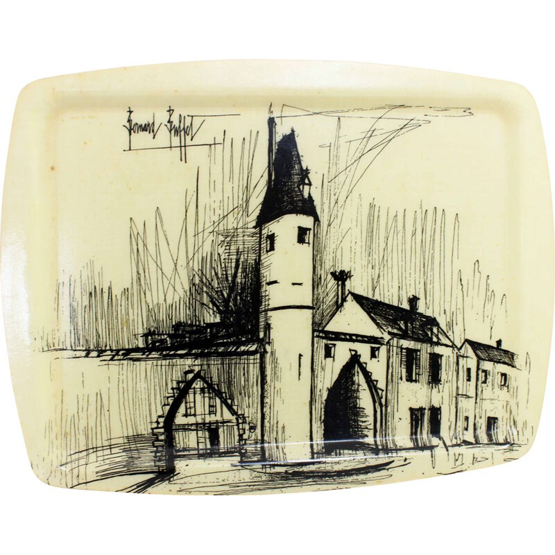 Vintage fiberglass tray by Bernard Buffet, 1950