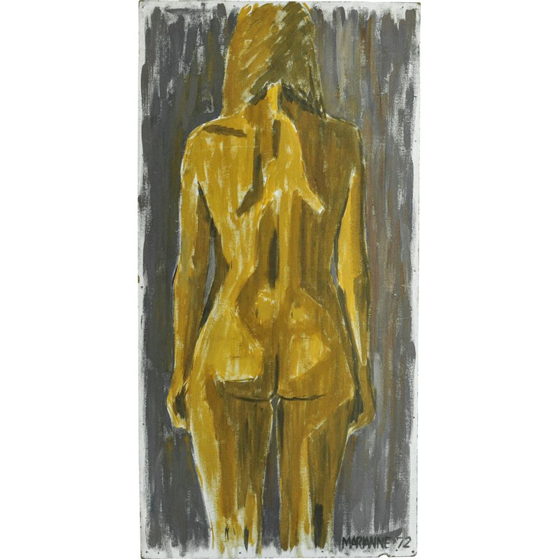 Pintura abstracta de desnudo vintage