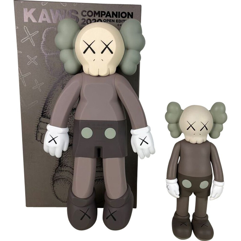 Pair of brown vintage Kaws Companion figures, 2020