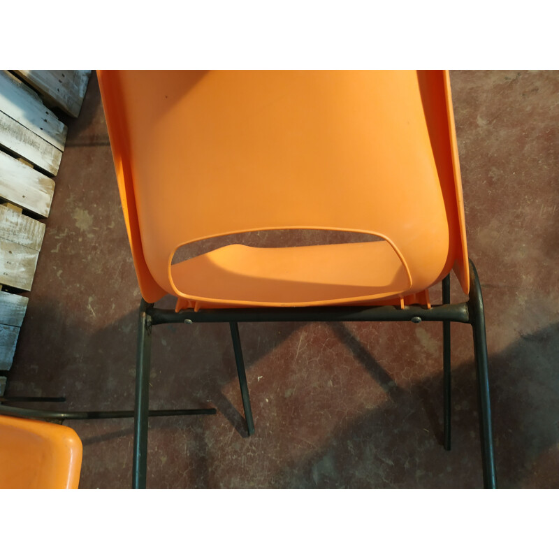 Lot de 4 chaises vintage orange par Robin, 1970