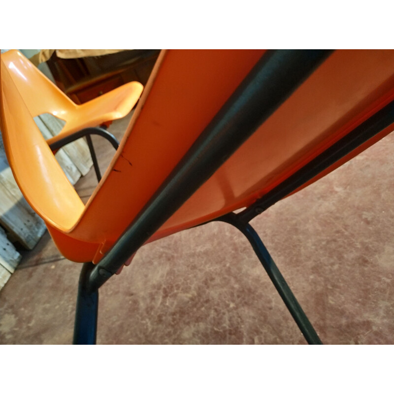 Juego de 4 sillas naranjas vintage de Robin, 1970