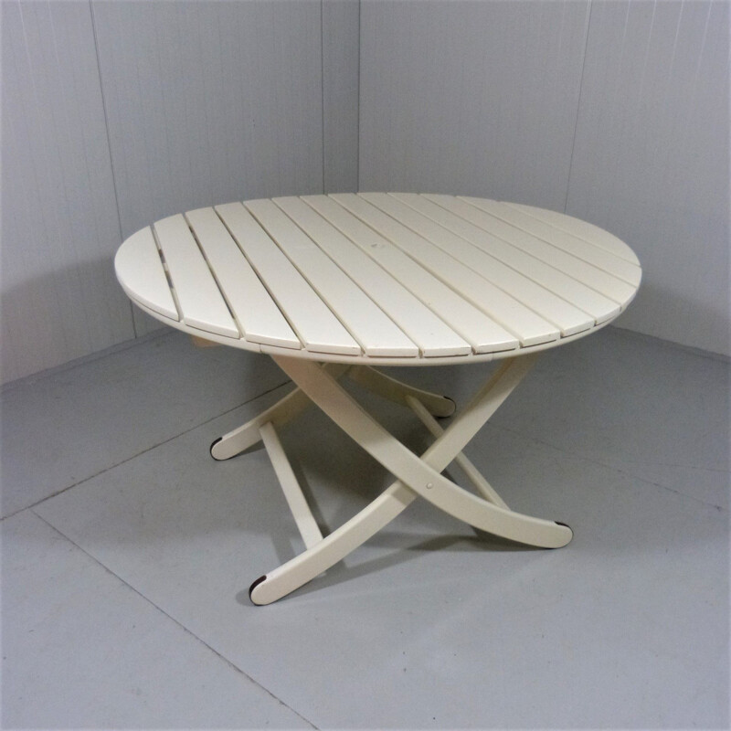 Vintage ronde houten tuintafel van Herlag, Duitsland 1960-1970