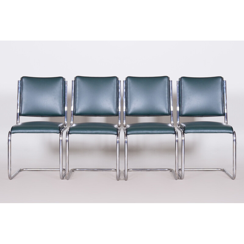 Ensemble de 4 chaises Bauhaus vintage par Anton Lorenz pour Slezak Factories