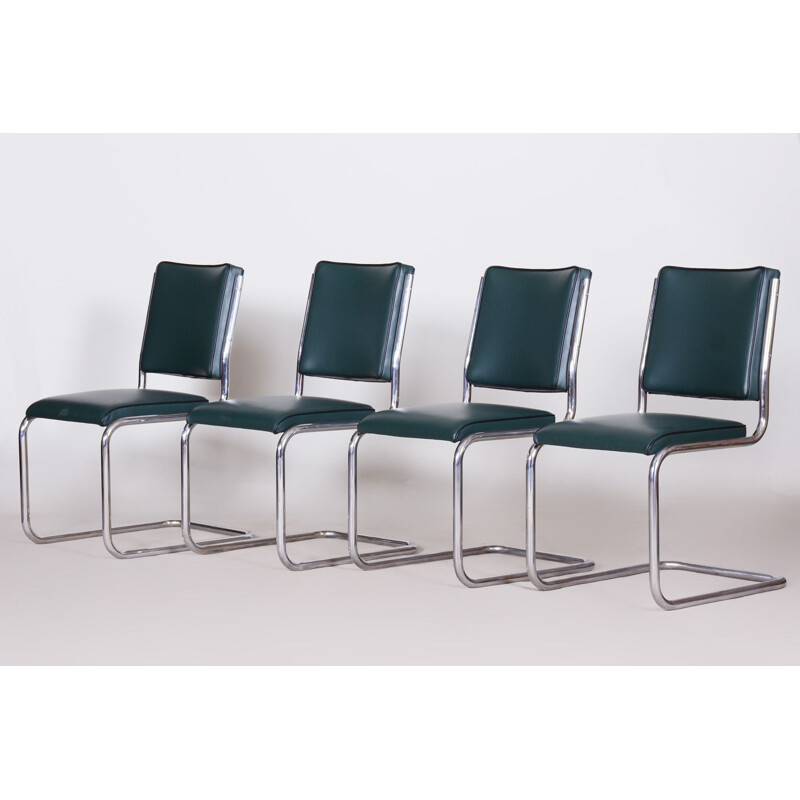 Conjunto de 4 cadeiras Bauhaus vintage de Anton Lorenz para Fábricas Slezak