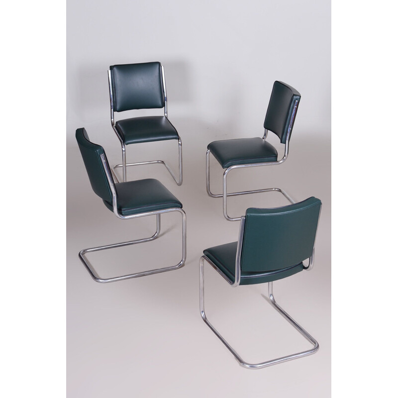 Ensemble de 4 chaises Bauhaus vintage par Anton Lorenz pour Slezak Factories