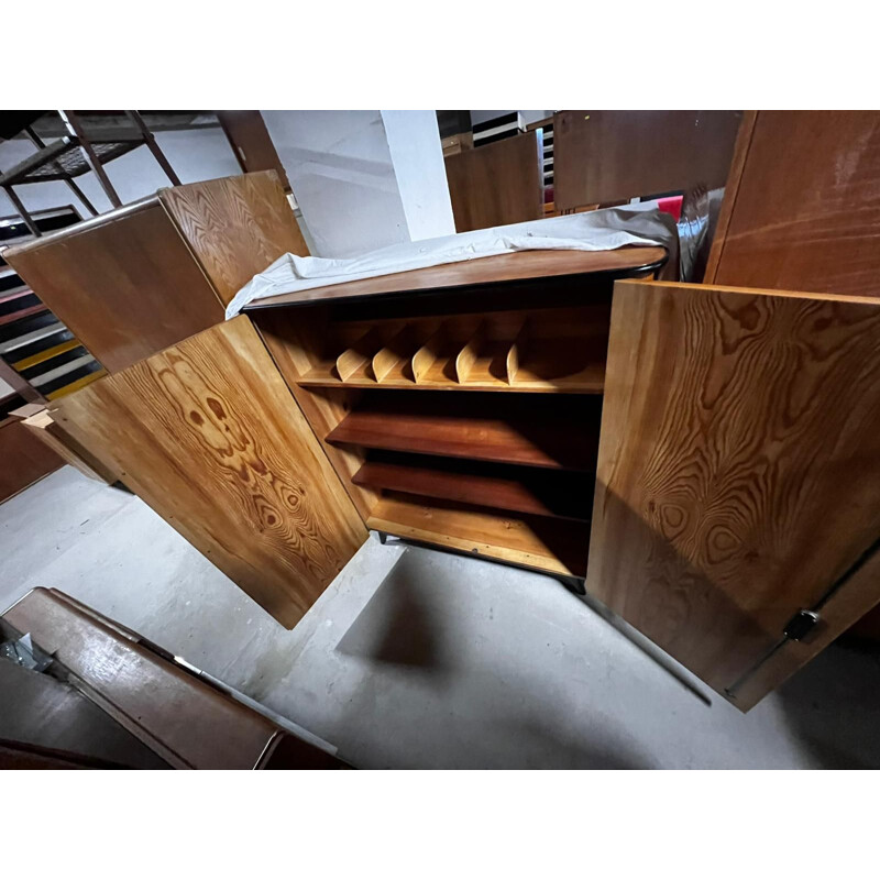 Vintage pine wood cabinet by Jindřich Halabala for Up Zavody, Czechoslovakia 1950