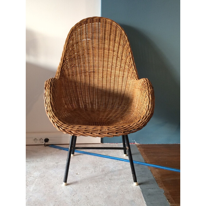 Mid century Scandinavian armchair in rattan - 1950s