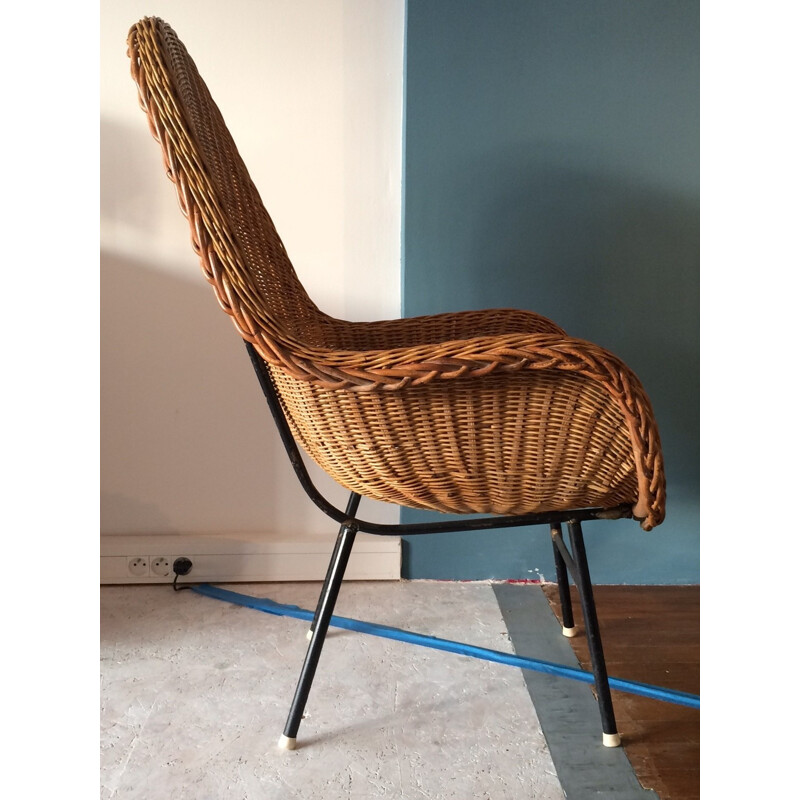 Mid century Scandinavian armchair in rattan - 1950s