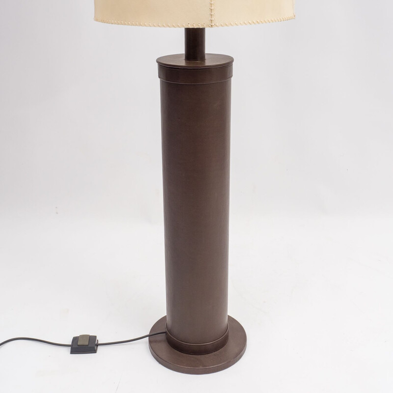 Vintage floor lamp in leather, 1970s