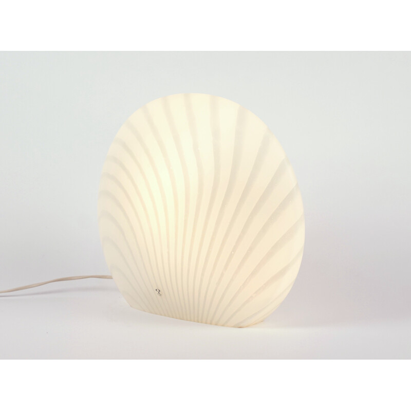 Mid century white striped glass Peill & Putzler table lamp - 1970s