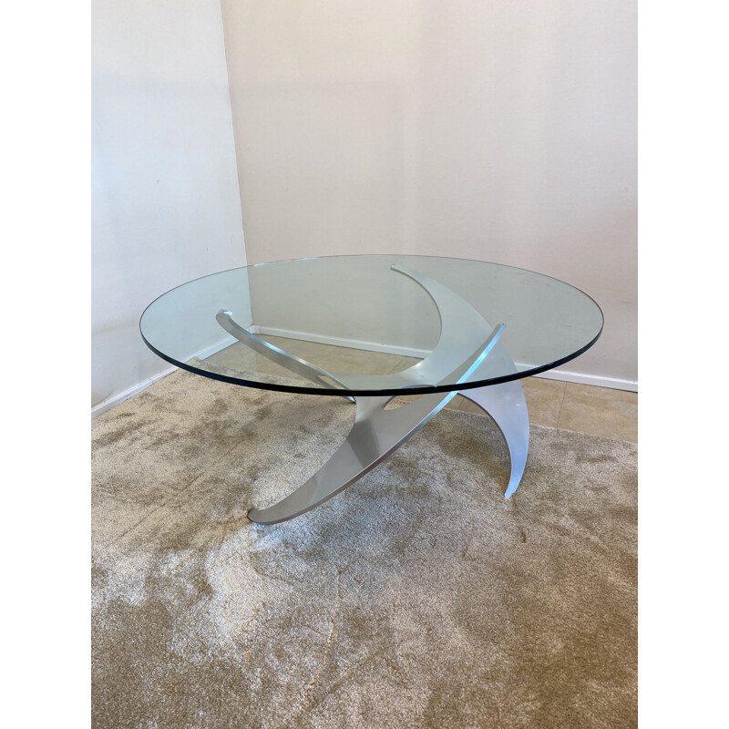 Vintage coffee table in stainless steel and glass by Knut Hesterberg for Ronald Schmitt, 1964