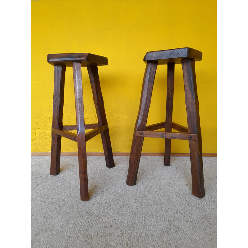 Pair of vintage brutalist high stools by Aranjou, 1970