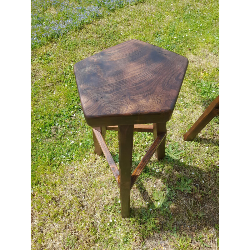 Pair of vintage brutalist high stools by Aranjou, 1970