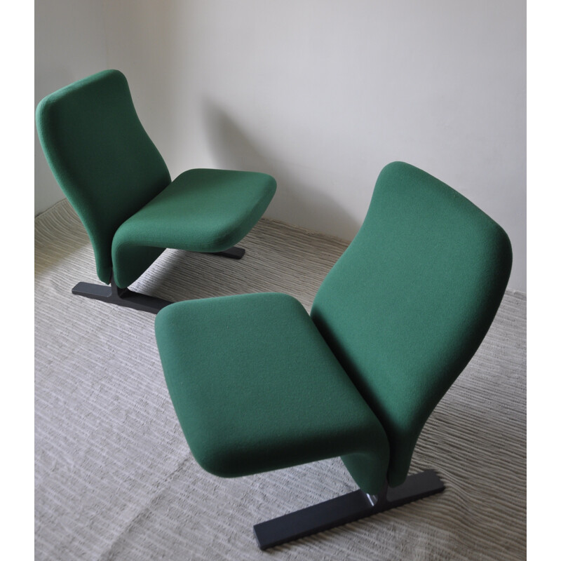 Armchair Artifort "Concorde" in green kvadrat fabric, Pierre PAULIN - 1960s