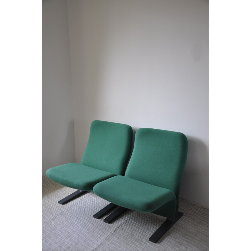 Armchair Artifort "Concorde" in green kvadrat fabric, Pierre PAULIN - 1960s