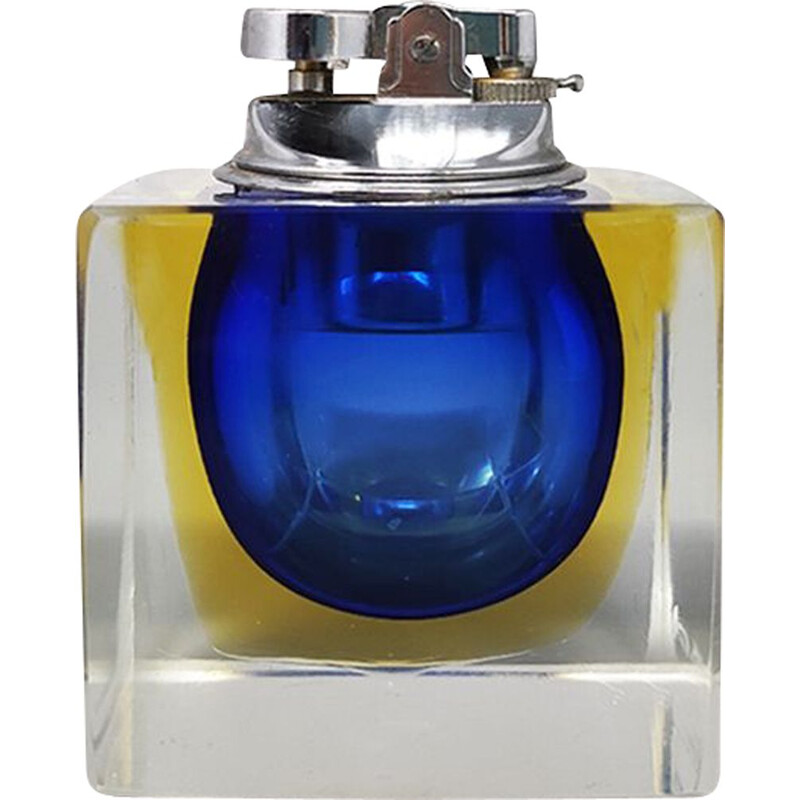 Blaue Vintage-Tischlampe aus Murano-Sommerso Glas von Flavio Poli für Seguso, Italien 1960