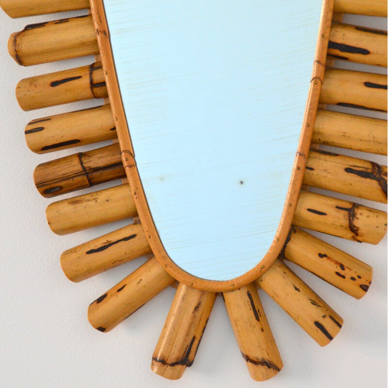 Vintage free form bamboo mirror, 1960