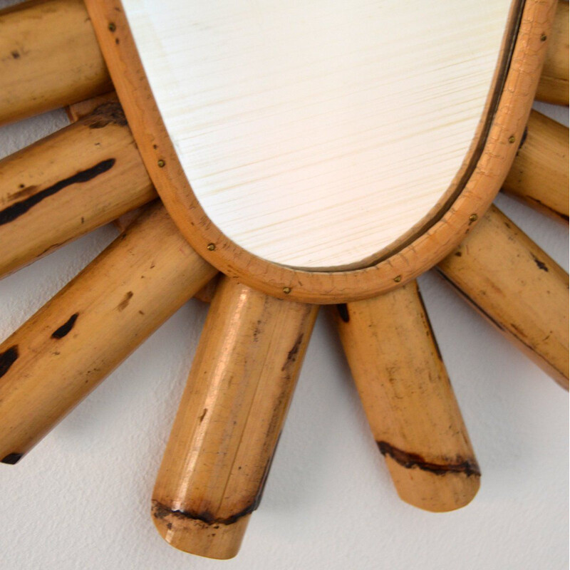 Vintage free form bamboo mirror, 1960