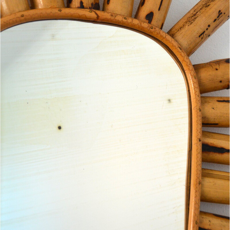 Vintage free form bamboo mirror, 1960