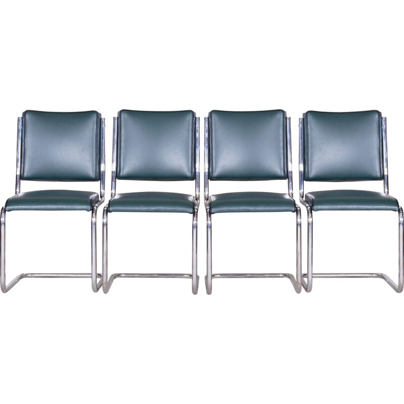 Conjunto de 4 cadeiras Bauhaus vintage de Anton Lorenz para Fábricas Slezak