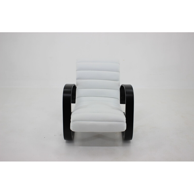 Vintage armchair in white leather by Miroslav Navratil, 1930s