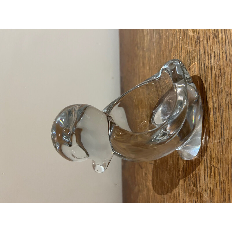 Vintage duck ashtray in Vannes crystal, 1970