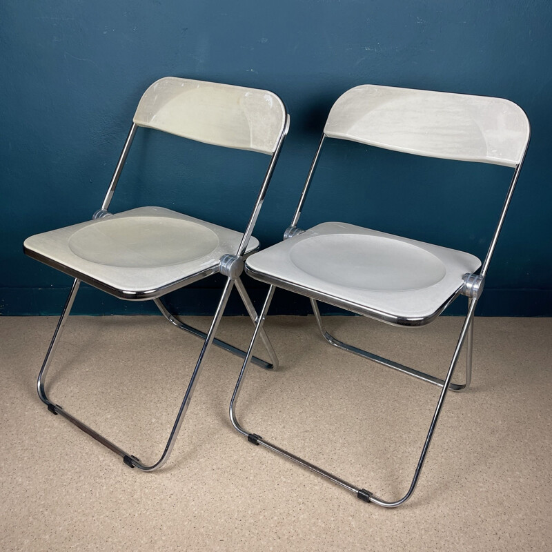 Pair of vintage folding chairs by Giancarlo Piretti for Castelli, Italy 1970