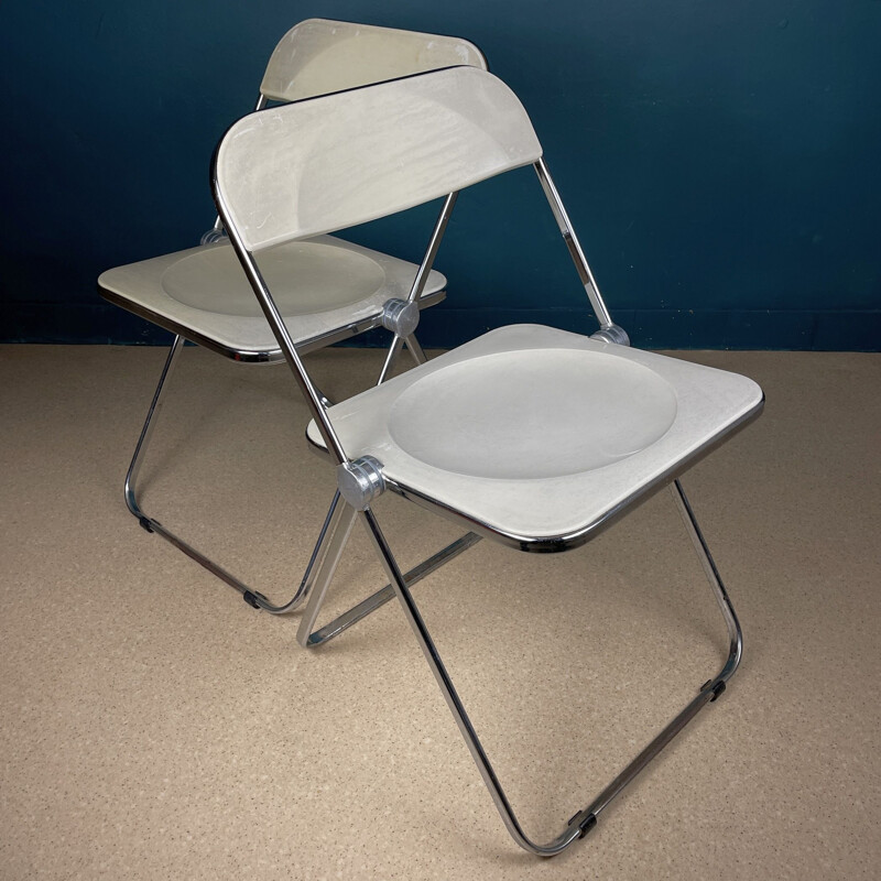 Pair of vintage folding chairs by Giancarlo Piretti for Castelli, Italy 1970