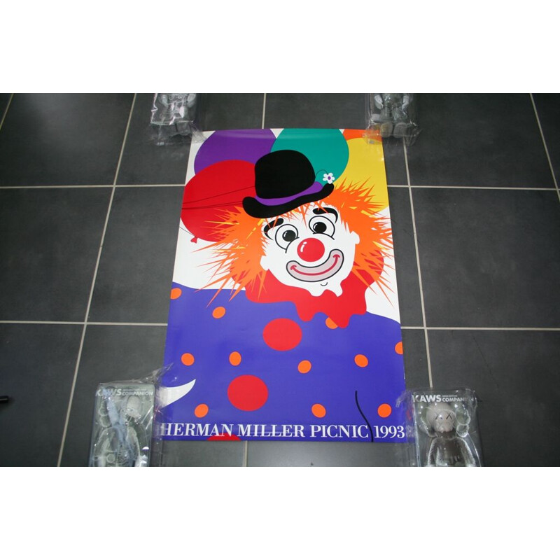 Vintage Clown poster by Steve Frykholm for Herman Miller, 1993