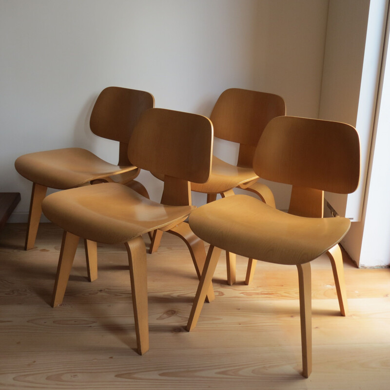 Set of 4 vintage Dcw dining chairs by Charles Eames for Vitra, 1999