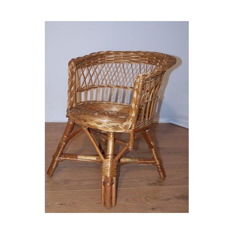 Vintage children's wicker armchair, 1960