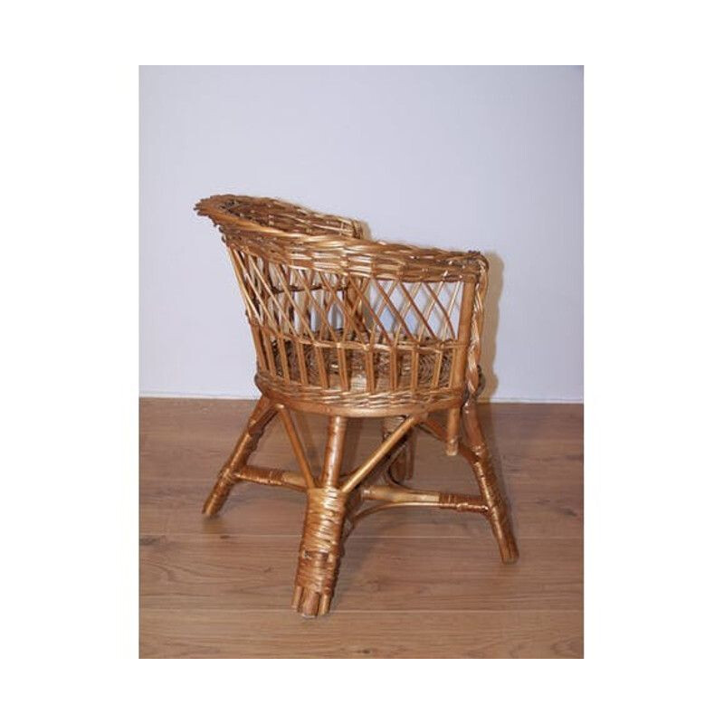 Vintage children's wicker armchair, 1960