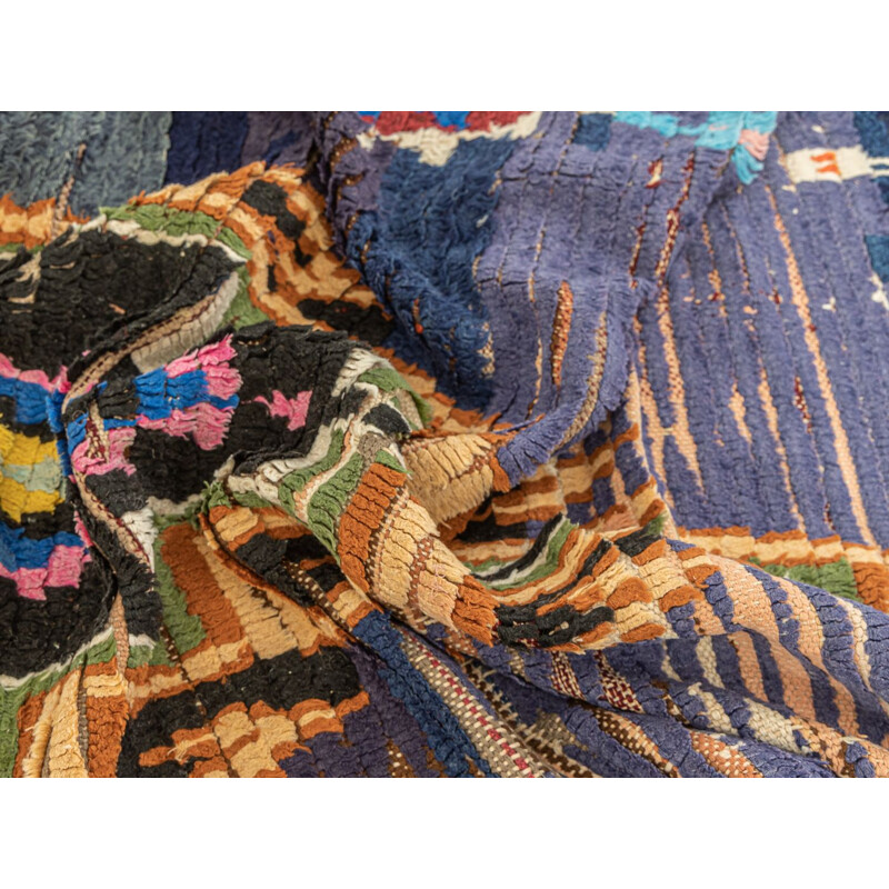 Vintage Azilal woolen Berber carpet, handmade, Morocco
