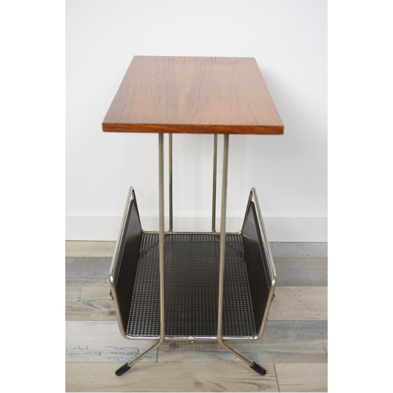 Vintage side table with magazine rack by Tjerk Reijenga for Pilastro, Netherlands 1950