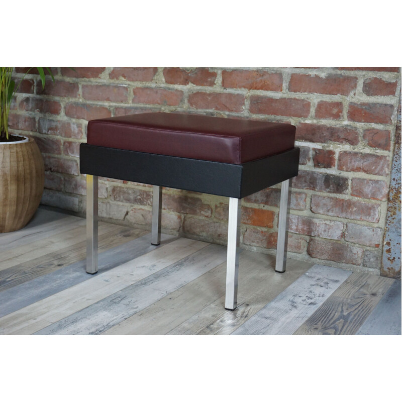 Vintage Strafor stool in chrome and leatherette, 1950s