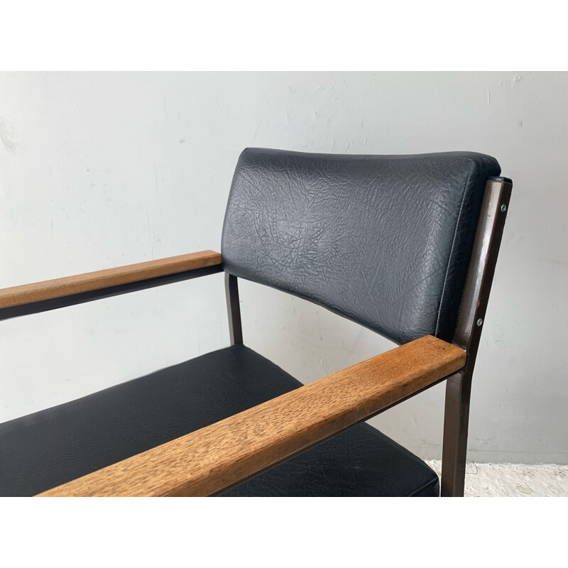 Mid-century black leatherette armchair, 1960s