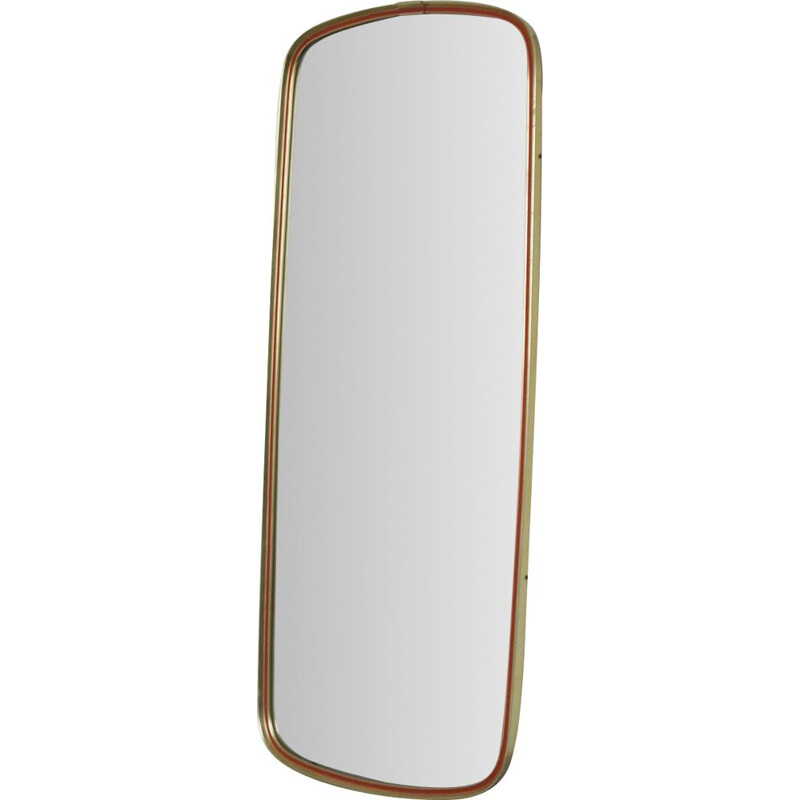 Mid-century gold & red mirror, 1960s