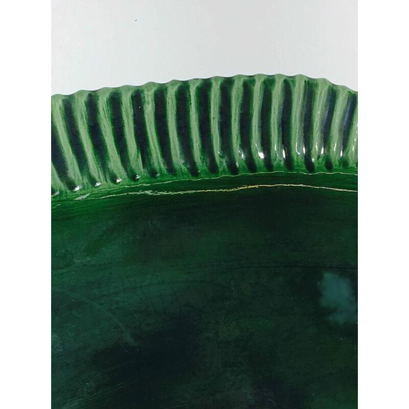 Green fish shaped Vallauris plate in ceramic - 1950s
