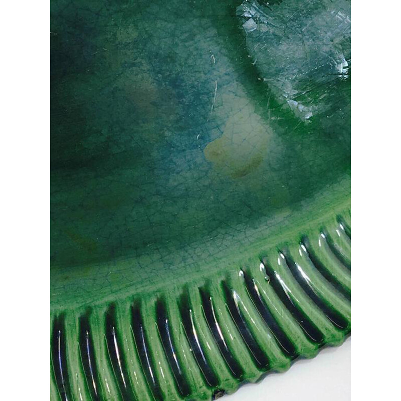 Green fish shaped Vallauris plate in ceramic - 1950s