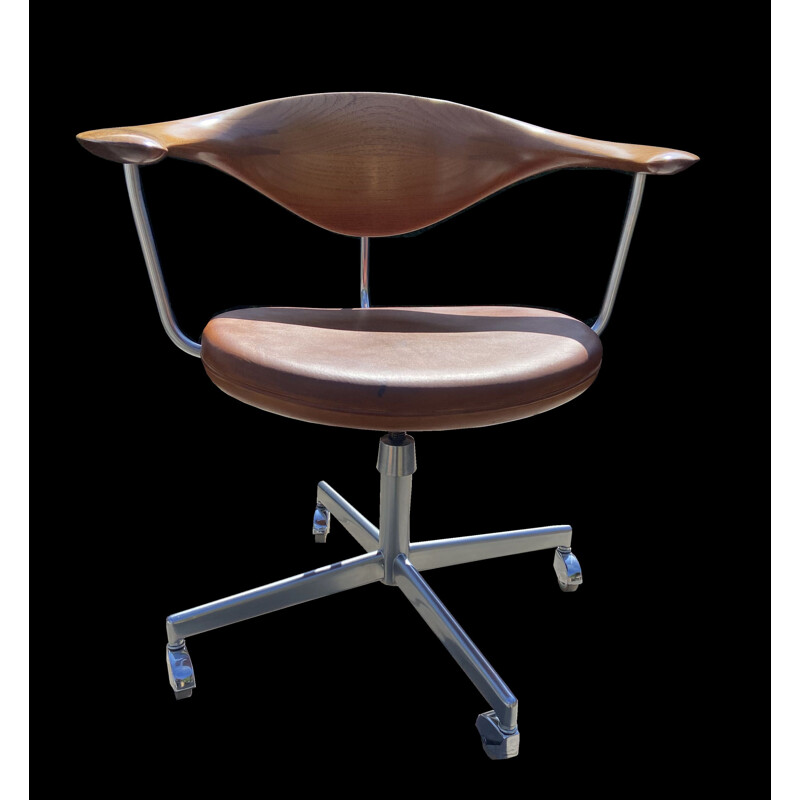 Vintage draaibare fauteuil Jh 502 van Hans Wegner voor Johannes Hansen