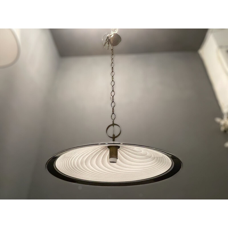 Lámpara de suspensión vintage de cristal de murano de Paolo Venini, Italia