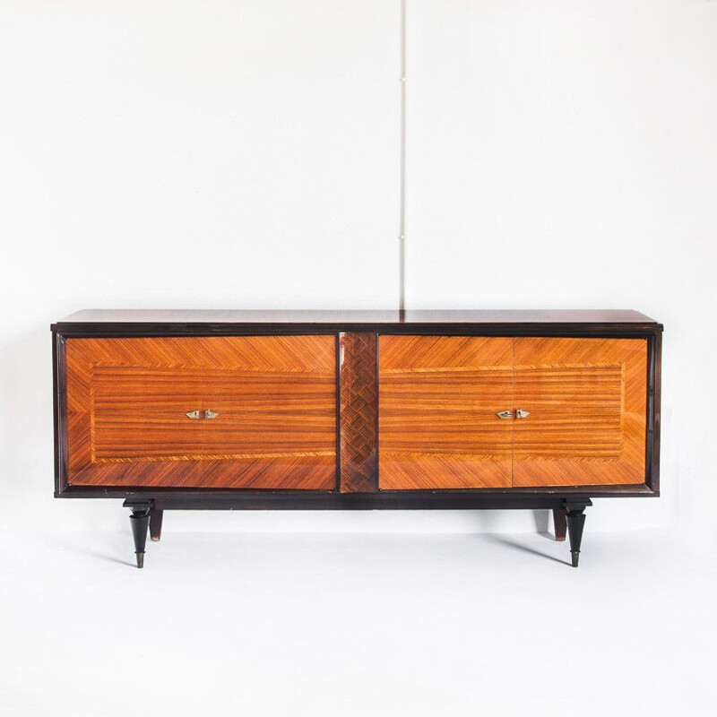 Vintage sideboard with elaborate marquetry work, France 1960