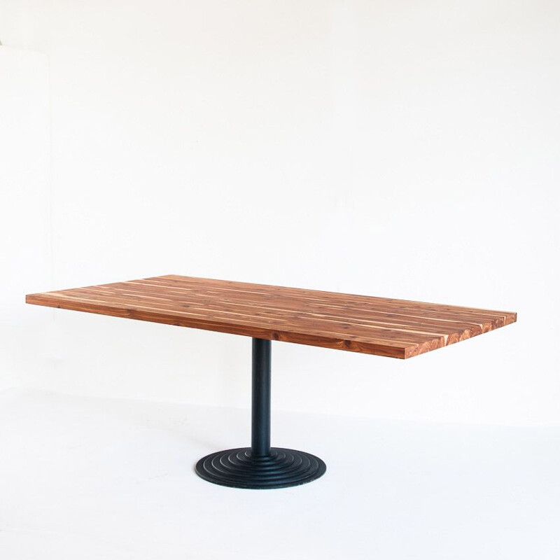 Mesa vintage de madera maciza de ciprés con pata central