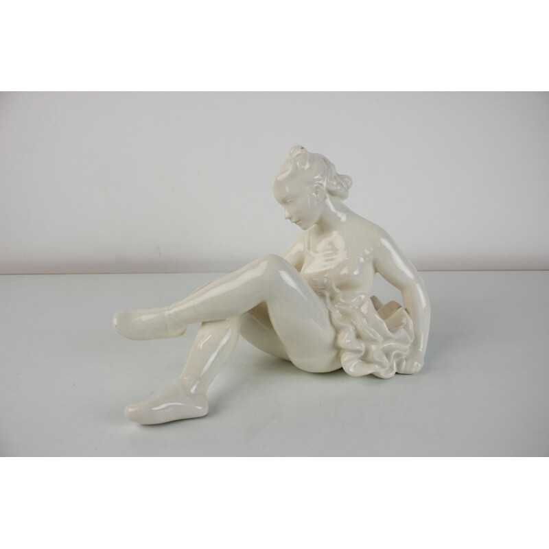 Estátua de "bailarina" de porcelana Vintage, Checoslováquia 1962